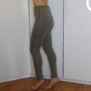 Stylebook Olive Green High Waisted Studded Cotton Stretchy Leggings Size M